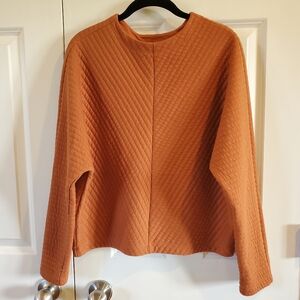Burnt Orange Quilted Crewneck Sweater